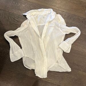 H & M white beach button down shirt sz M or sz XS available